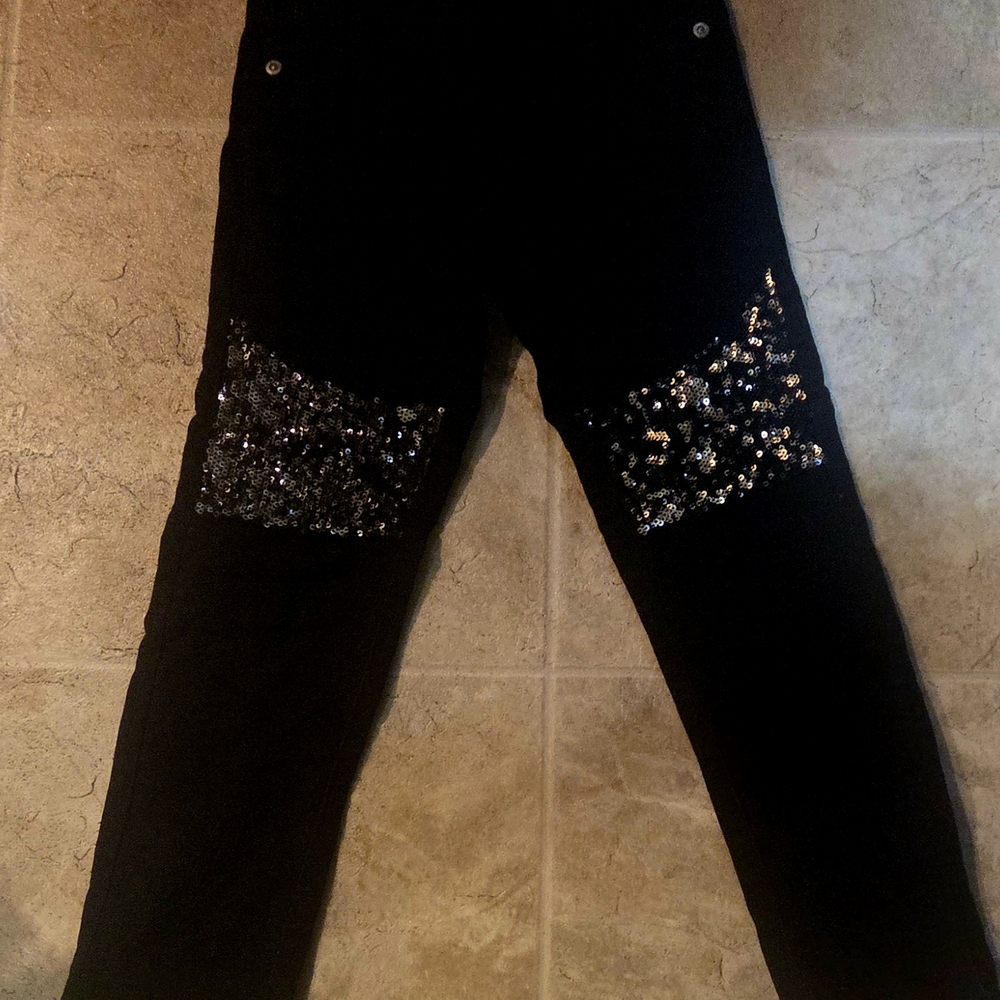 Black Sequin Embellished Girl's Jeans
